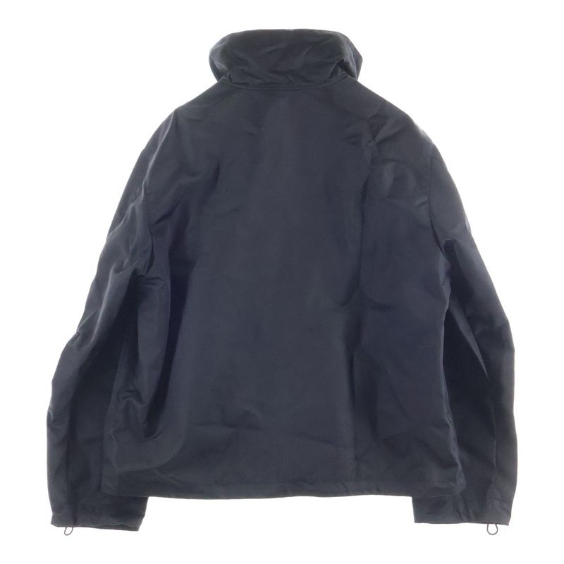 Gucci 25ss Leather Patch Logo Nylon Twill Layered Hooded Zip Up Jacket Black