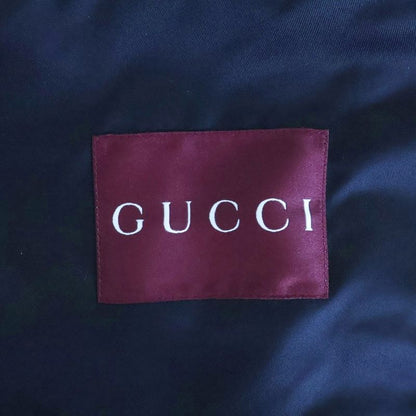 Gucci 25ss Leather Patch Logo Nylon Twill Layered Hooded Zip Up Jacket Black