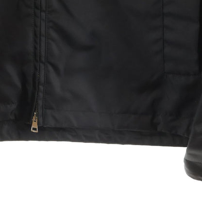 Gucci 25ss Leather Patch Logo Nylon Twill Layered Hooded Zip Up Jacket Black