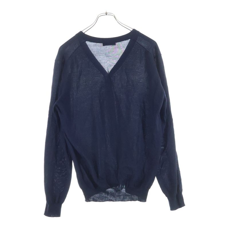Prada 23aw Wool Knit Long Sleeve Cardigan Navy Dna959