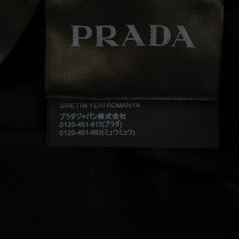 Prada 23aw Wool Knit Long Sleeve Cardigan Navy Dna959
