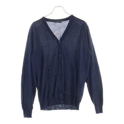 Prada 23aw Wool Knit Long Sleeve Cardigan Navy Dna959