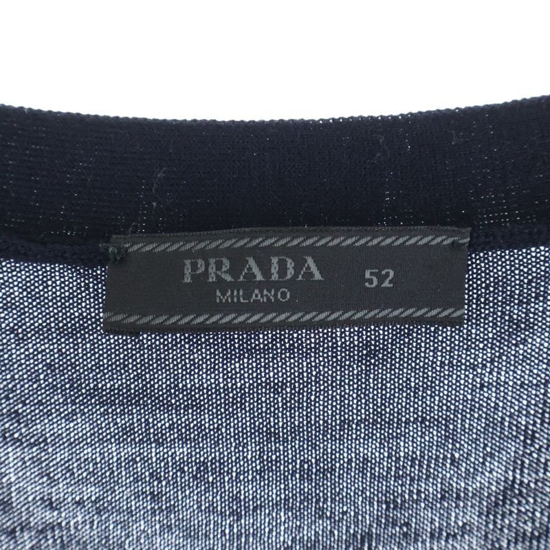 Prada 23aw Wool Knit Long Sleeve Cardigan Navy Dna959