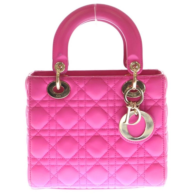 Christian Dior Lady Dior Small 2way Handbag Shoulder Bag Pink Leather