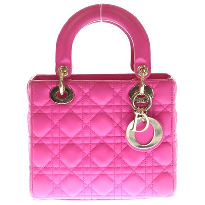 Christian Dior Lady Dior Small 2way Handbag Shoulder Bag Pink Leather