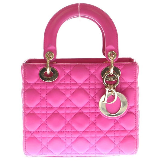 Christian Dior Lady Dior Small 2way Handbag Shoulder Bag Pink Leather