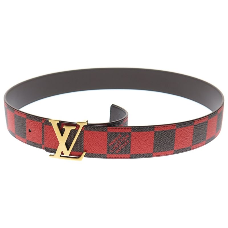 Louis Vuitton Damier Pop LV Logo Belt Brown X Red PVC X Leather M8537