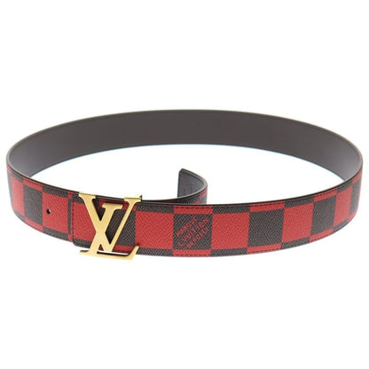 Louis Vuitton Damier Pop LV Logo Belt Brown X Red PVC X Leather M8537