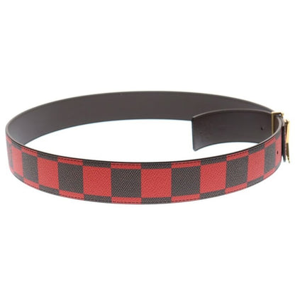 Louis Vuitton Damier Pop LV Logo Belt Brown X Red PVC X Leather M8537