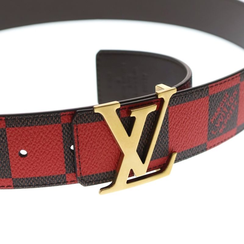 Louis Vuitton Damier Pop LV Logo Belt Brown X Red PVC X Leather M8537