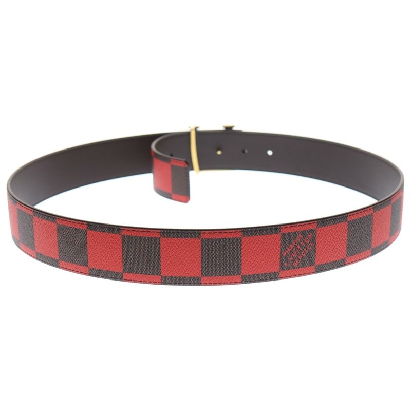 Louis Vuitton Damier Pop LV Logo Belt Brown X Red PVC X Leather M8537