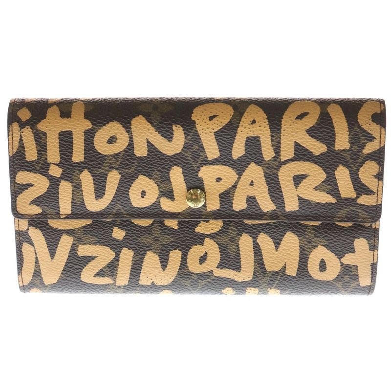 Louis Vuitton Portomone Cles Di Graffiti Zipper Long Wallet Long Wallet Brown