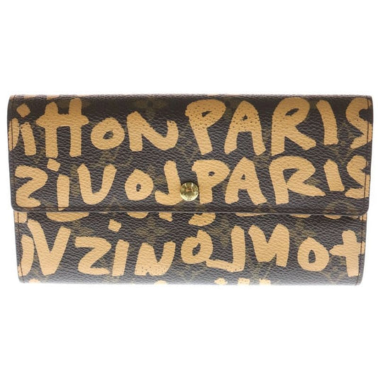 Louis Vuitton Portomone Cles Di Graffiti Zipper Long Wallet Long Wallet Brown