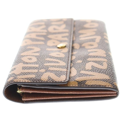 Louis Vuitton Portomone Cles Di Graffiti Zipper Long Wallet Long Wallet Brown