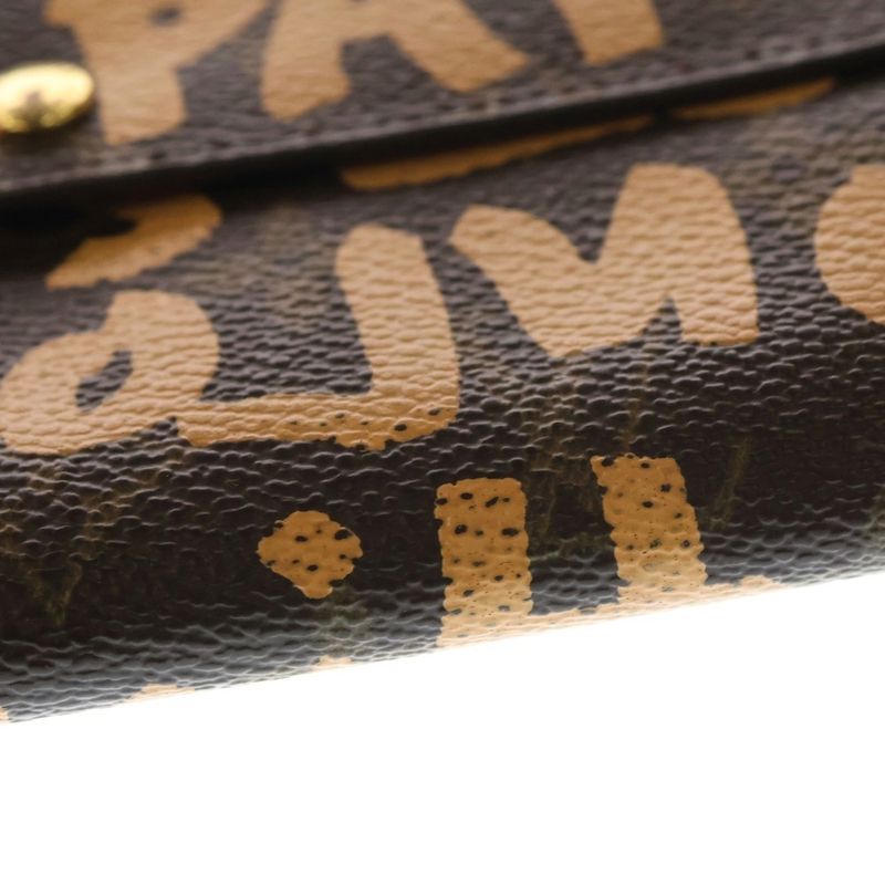 Louis Vuitton Portomone Cles Di Graffiti Zipper Long Wallet Long Wallet Brown