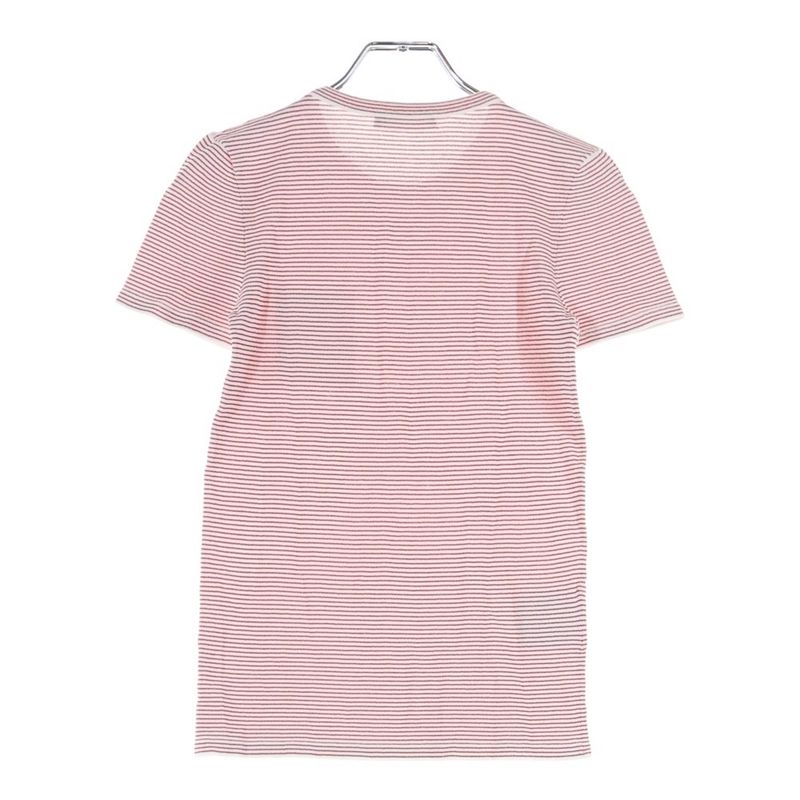 Prada P24r2g Logo Embroidery Slim Fit Border Short Sleeve T-Shirt Cut and Sewn