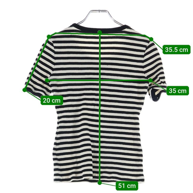 Celine Ribbed Cotton Jersey Marinière T-Shirt Cut and Sewn White Black 2x46h136k