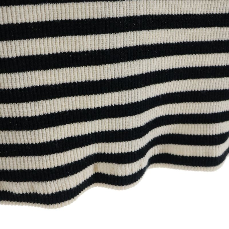Celine Ribbed Cotton Jersey Marinière T-Shirt Cut and Sewn White Black 2x46h136k
