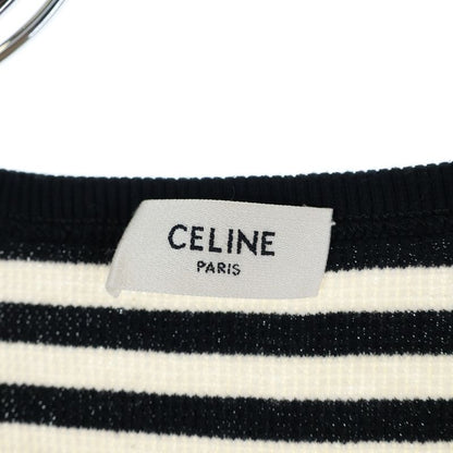Celine Ribbed Cotton Jersey Marinière T-Shirt Cut and Sewn White Black 2x46h136k
