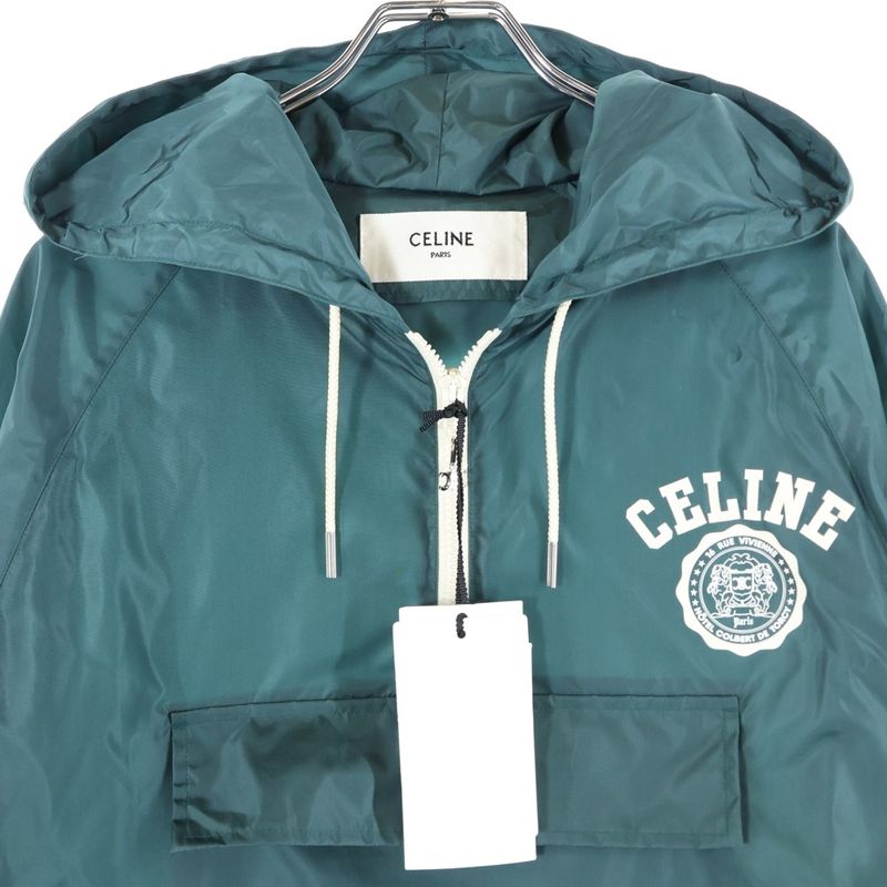 Celine 24aw Blason Windbreaker Half Zip Pullover Jacket Rv0dd0b39.31xb Green