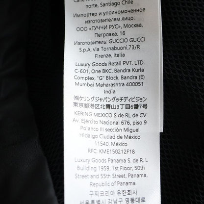 Gucci 25ss Leather Patch Logo Nylon Twill Layered Hooded Zip Up Jacket Black