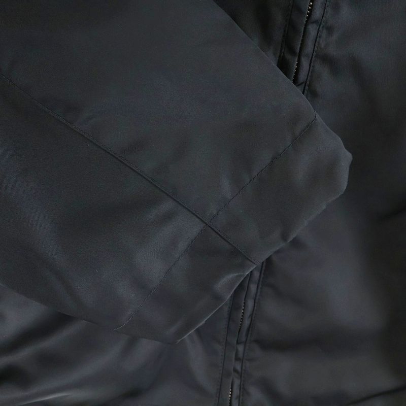 Gucci 25ss Leather Patch Logo Nylon Twill Layered Hooded Zip Up Jacket Black