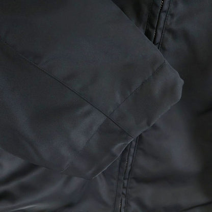 Gucci 25ss Leather Patch Logo Nylon Twill Layered Hooded Zip Up Jacket Black