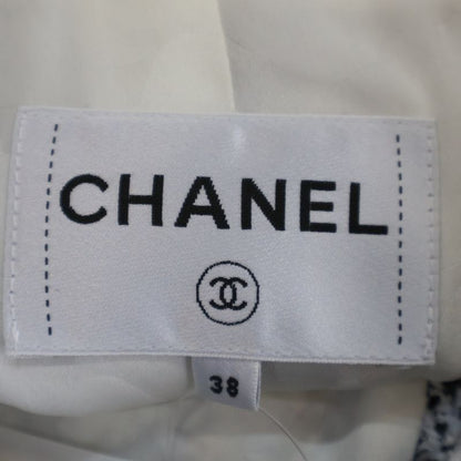 Chanel 25ss Coco Mark Button Pearl Decoration Gingham Check Tweed Jacket White