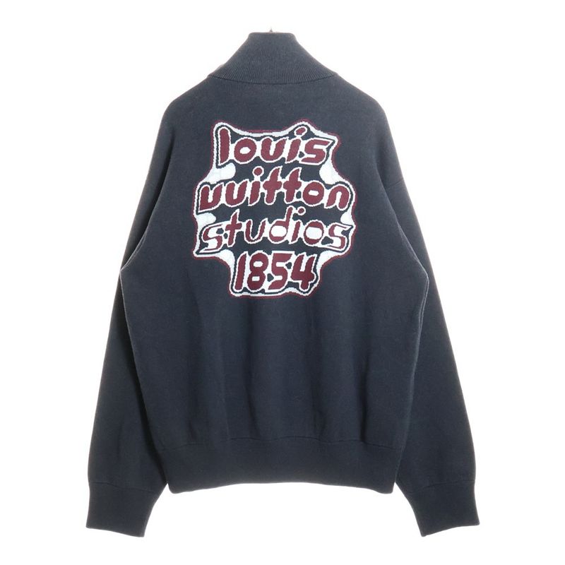 Louis Vuitton LV Zip Up Jacket Rm232 Biu Hpn97w LV Logo Zip Up Knit Jacket Gray