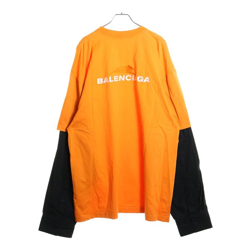 Balenciaga Logo Embroidery Docking Cut and Sew Long Sleeve Shirt 671401 Tlvi5