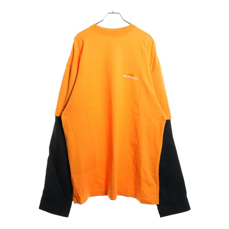 Balenciaga Logo Embroidery Docking Cut and Sew Long Sleeve Shirt 671401 Tlvi5