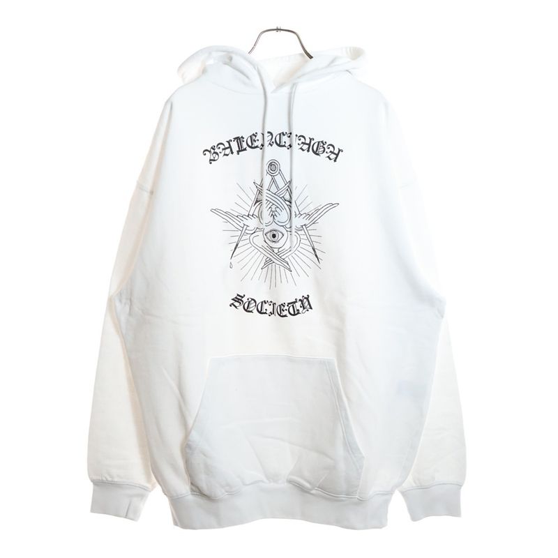 Balenciaga 19aw Gothic Double-Sided Print Sweat Pullover Hoodie 570811 Tjve9