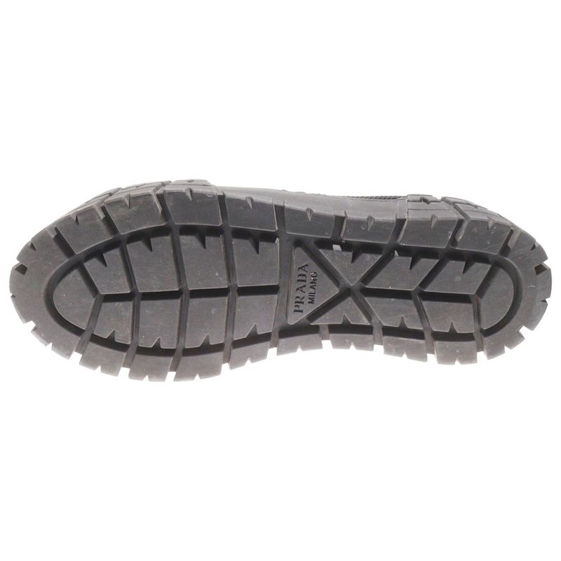 Prada Double Wheel Sequin Rubber Triangle Logo Canvas Lace-Up Platform Low Cut