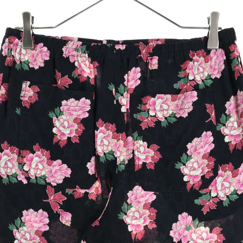 Gucci GG Pattern Floral Pattern Shorts Black Pink 624399