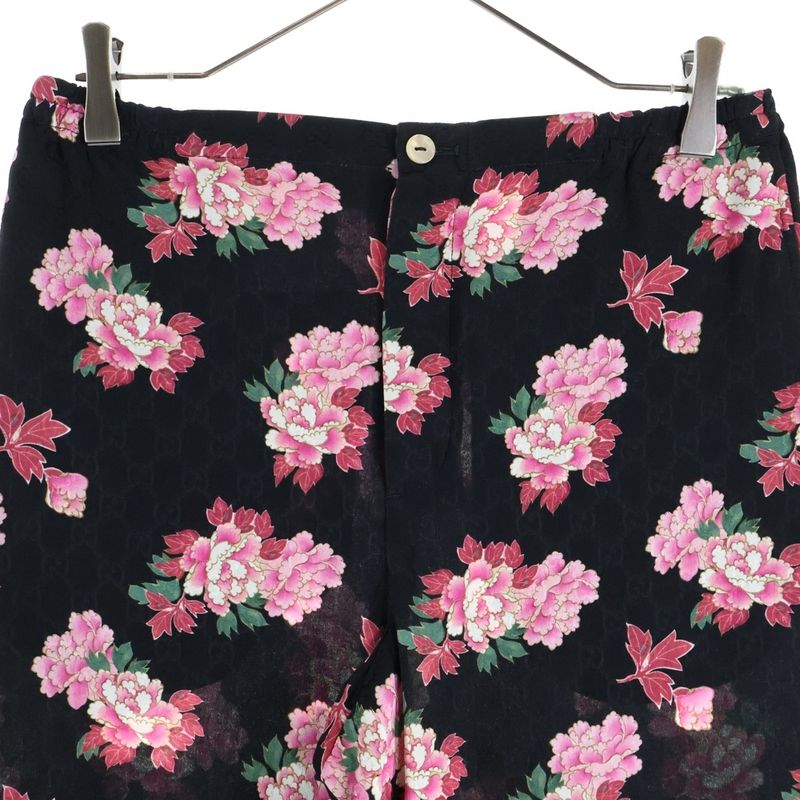 Gucci GG Pattern Floral Pattern Shorts Black Pink 624399