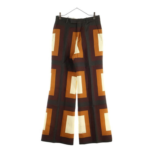 Gucci Block Check All Over Print Wool Semi-Flare Bootcut Slacks Pants Trousers