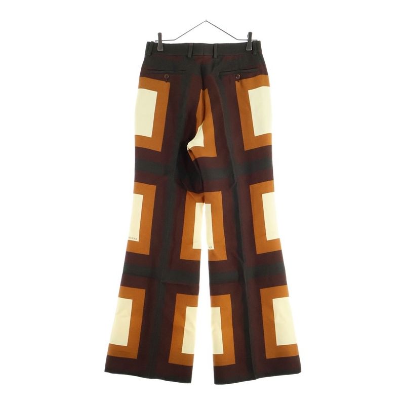 Gucci Block Check All Over Print Wool Semi-Flare Bootcut Slacks Pants Trousers
