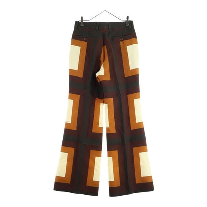 Gucci Block Check All Over Print Wool Semi-Flare Bootcut Slacks Pants Trousers