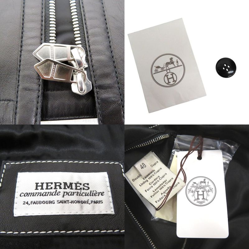 Hermes Single Riders Jacket Sheep Leather Cupro 4 Pockets 1602 Hermes