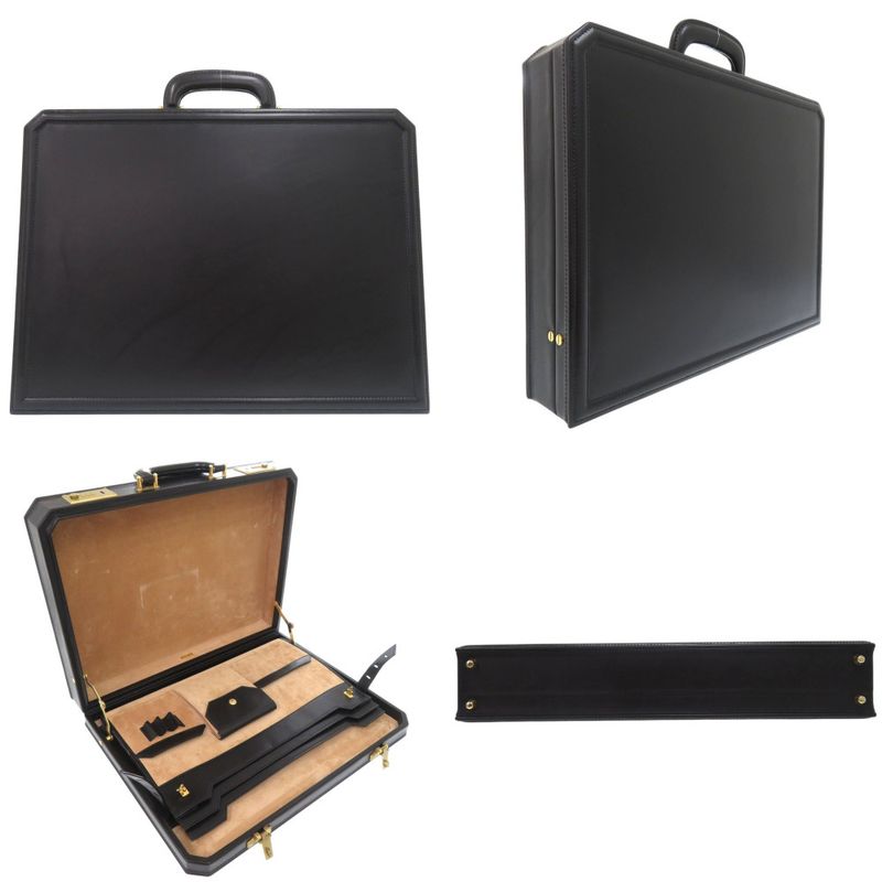 Gucci Vintage Trunk Case Briefcase Attache Case Leather Black 0957 Gucci