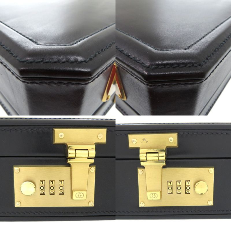 Gucci Vintage Trunk Case Briefcase Attache Case Leather Black 0957 Gucci