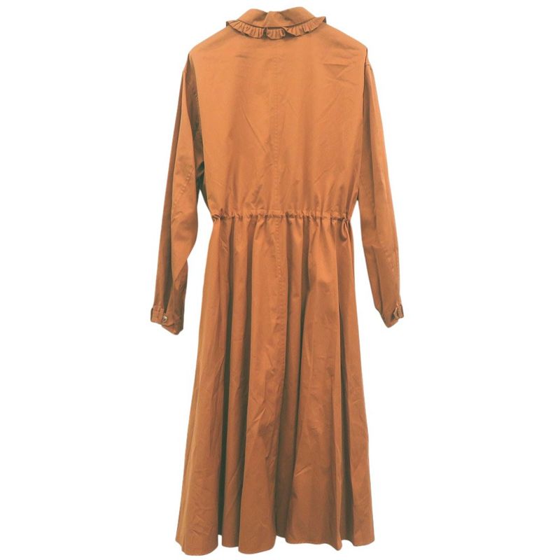 Unused Hermes Rubber Dress Shirt Ruffles Front Zip Shirt Dress 4h0571dv Orange