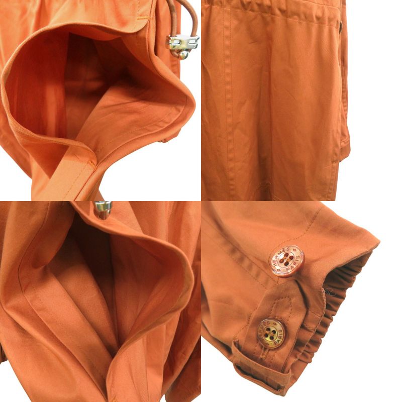 Unused Hermes Rubber Dress Shirt Ruffles Front Zip Shirt Dress 4h0571dv Orange