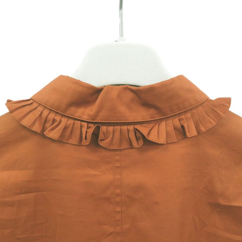 Unused Hermes Rubber Dress Shirt Ruffles Front Zip Shirt Dress 4h0571dv Orange