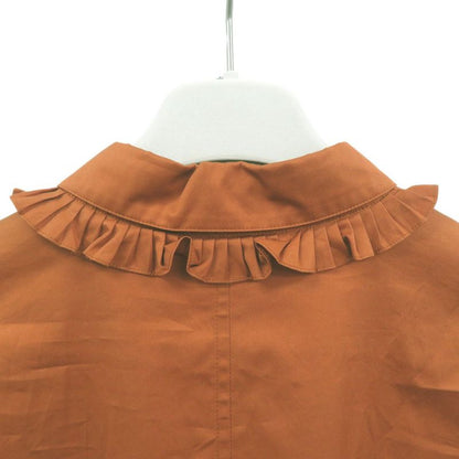 Unused Hermes Rubber Dress Shirt Ruffles Front Zip Shirt Dress 4h0571dv Orange