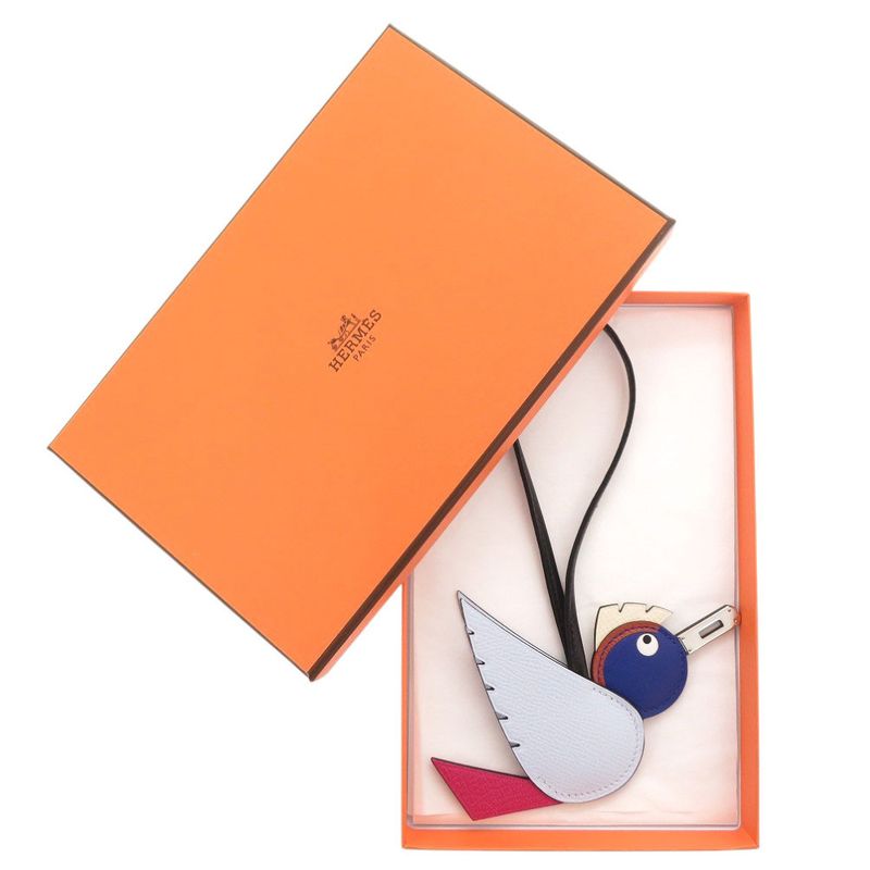 Unused Hermes Birdy Charm Kelly Plate Vaux Epson Chevre Misol Vaux Swift Blue