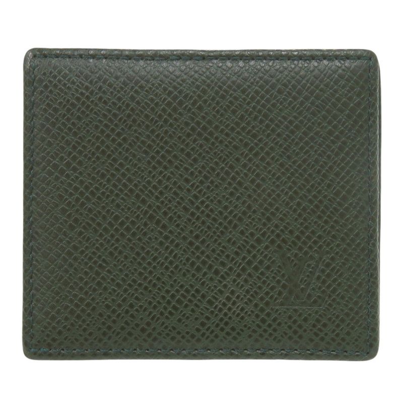 Louis Vuitton Portomone Boite M30388 Taiga Leather Green Coin Case Wallet Green