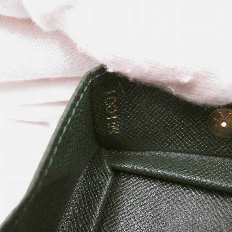 Louis Vuitton Portomone Boite M30388 Taiga Leather Green Coin Case Wallet Green