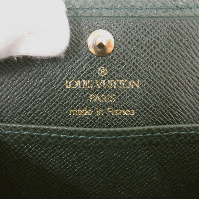 Louis Vuitton Portomone Boite M30388 Taiga Leather Green Coin Case Wallet Green