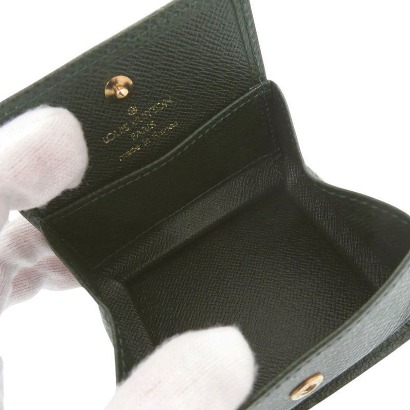 Louis Vuitton Portomone Boite M30388 Taiga Leather Green Coin Case Wallet Green